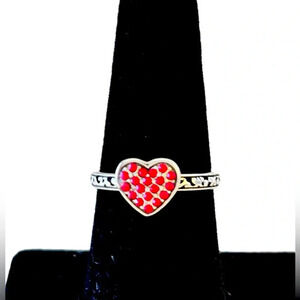 Brighton ROCK ROMANCE Red Crystal Heart Stack Ring Size 7